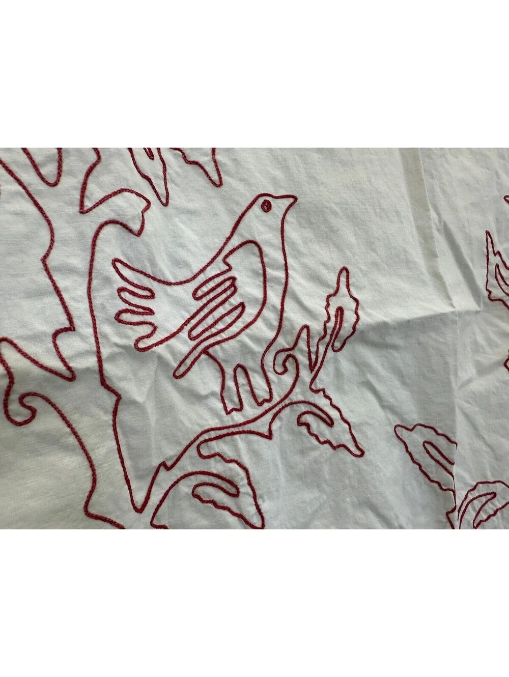 Vintage redwork Card Table Tablecloth Bird Decorative Wall Hanging Embroidered